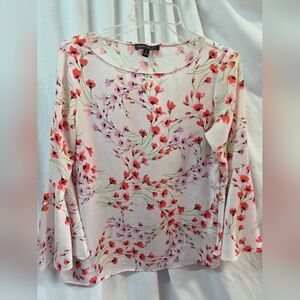 Banana Republic Pink and Red Floral Blouse